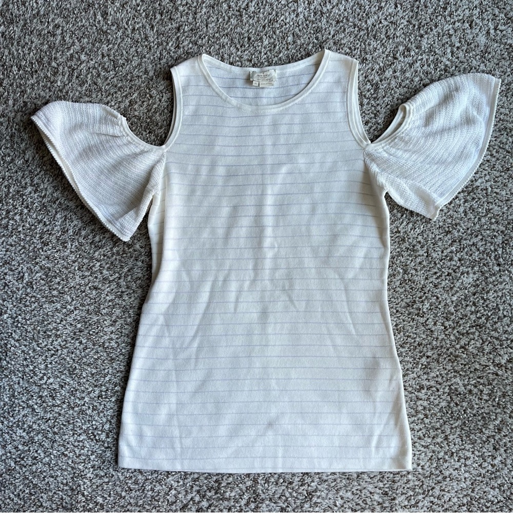 EUC Womens Kate Spade Knit Cold Shoulder Top in White/Cream size XS
